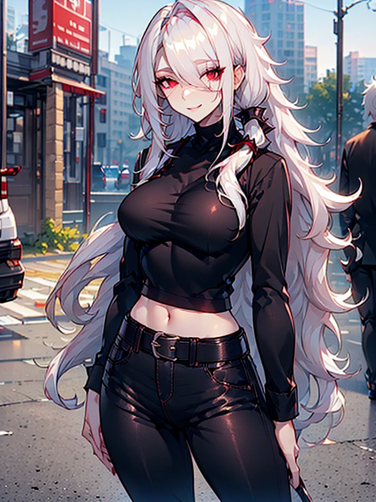 garota com、stand,((corpo todo)),Maximum quality、obra-prima、nada、(((girl with1人)))、mesa, qualidade da caminhada,fundo branco、(White garota com), ((cabelo longo branco))),animesque,2D、((cabelo branco))、olhos azuis,albino、Roupas apertadas、, barriga aberta,polainas de couro preto、Parte superior do corpo nua、rubber suit、(Testa)、Porta-armas