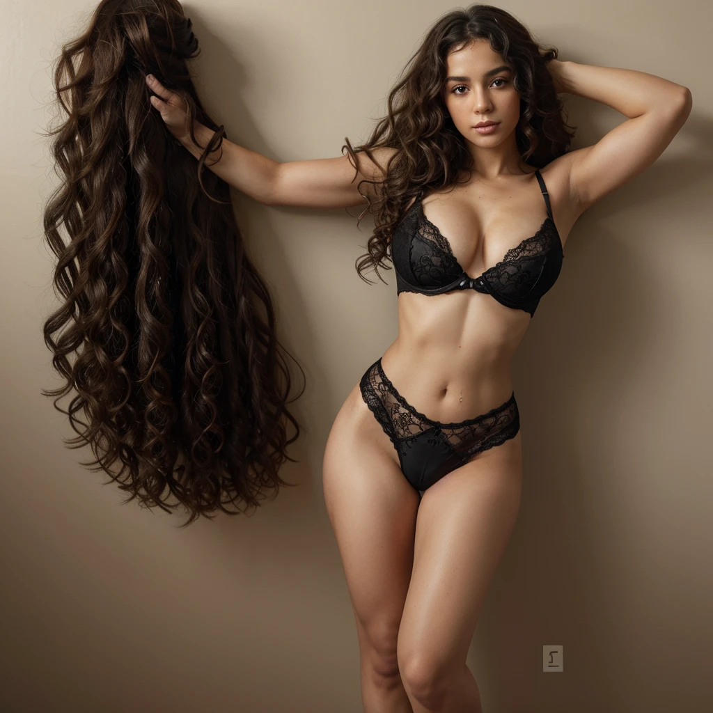 (1 female) ((She has a very attractive figure:1.8)) ((She is Brazilian:1.5)) ((Her hair is very long:1.5)) ((Her hair is curly:1.3)) ((Shooting from the waist up:1.6)) (She is the most voluptuous 28-year-old sexy hair model from Brazil..) (She is in a sexy swinging pose in front of a white wall:1.2) (She looks very sexy when she sees the viewer) (White lingerie) ((Highest quality)), ((masterpiece)), (Family Friendly), (Get used to it) (Big Breasts:1.2) (Her areola is very dark brown) (Her hair color is light brown.) ((Her bangs are neatly cut and parted in the center.)) (Very long hair that reaches down to the ankles!!!!! Highest quality Attention to detail Very long hair that reaches down to the ankles!!!!! Forever growing hair Flowing Hair Very shiny and thick hair Abnormally long hair that lasts forever!!!!! Flowing Hair on both ends!!!!!!!!! Very long hair that reaches down to the ankles!!!!! Very long hair that reaches down to the ankles!!!!! Thick and shiny hair Very free hair Abnormally long hair!!!!! Beautiful silky hair Beautiful and shiny hair Beautiful and shiny hair Beautiful silky hair Very long hair that reaches down to the ankles!!!!! Abnormally long hair!!!!! Abnormally long hair!!!!!) (Highest quality The best ultra-fine Very long hair that reaches down to the ankles!!!!! Highest quality Attention to detail Very long hair that reaches down to the ankles!!!!! Forever growing hair Flowing Hair Very shiny and thick hair Abnormally long hair that lasts forever!!!!! Flowing Hair on both ends!!!!!!!!! Very long hair that reaches down to the ankles!!!!! Very long hair that reaches down to the ankles!!!!! Thick and shiny hair Very free hair Abnormally long hair!!!!!) (She applied sexy makeup with the help of a professional makeup artist............. Lipstick is bright red!!! The eyeliner is a beautiful black) (((Her skin is very tan:1.6))) (She is Brazilian general body type She has a very attractive figure!!!!! Her skin is very delicate and sensitive..、and、Such beautiful and radiant skin) (Her face shape is thinner than average:1.6) (Her eyes are smaller than average:1.6) ((Her face has the characteristics of a Brazilian woman..!!!)) ((Rich 1.4)) (Extremely detailed 8K) (Ultra-fine skin texture 1.4) (current, Vibrant:1.4), Sharp focus:1.2、Beautiful woman:1.4 Dynamic Lighting (Genuine RAW photos taken by professional photographers) (Surreal photos by professional photographers :1.2)