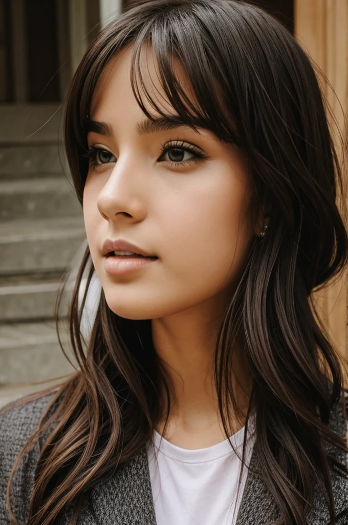 masterpiece:1.5, best quality:1.5 , 1girl, Glenca Chysara:,solo, long hair, lips, cyberpunk realistic professional photo, RAW:1.5 , black hair, upper body,looking to camera, brown eyes, closed mouth, black hair, nose, happy expression, dark tanned skin, indonesian, <lora:Glenca Chysara:0.7>