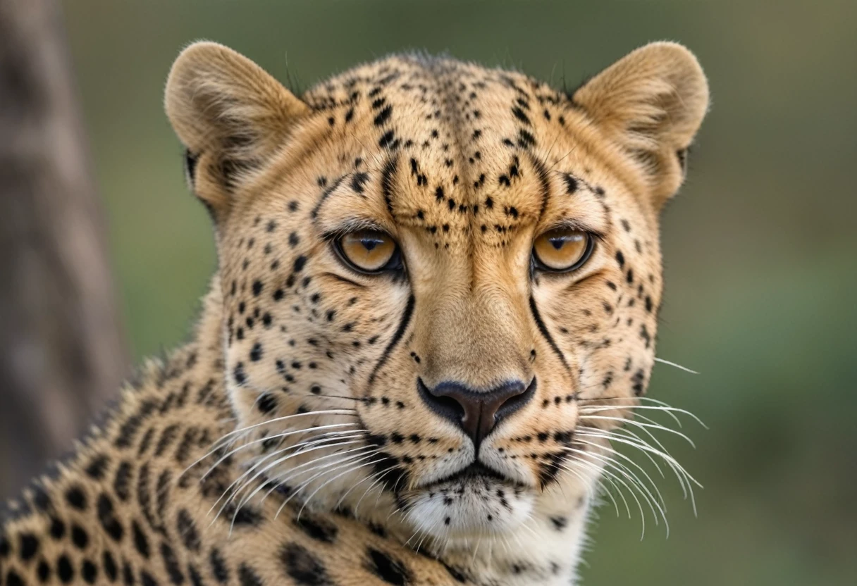 There is a leopard looking at something in the distance., Intense facial expression 4k, Portrait Shot, jaggers, Portraiture, Close up 4k, Dynamic Close-up, Fierce - Search, Very detailed, close up Portrait Shot, Fierce Appearance, Concentrated expression, Great beauty, closeup Portrait Shot, wild animals, Close-up portrait, Cheetah, close - up Portrait Shot, Endangered