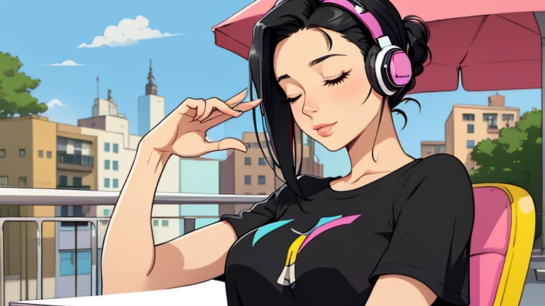 girl with headphones and a tattoo on her chest, extremely detailed artgerm, overwatch tracer in a bikini, artgerm detailed, artgerm. high detail, artgerm style, beautiful digital artwork, style ivan talavera and artgerm, nico robin, artgerm. anime illustration, style artgerm, graphic artist artgerm