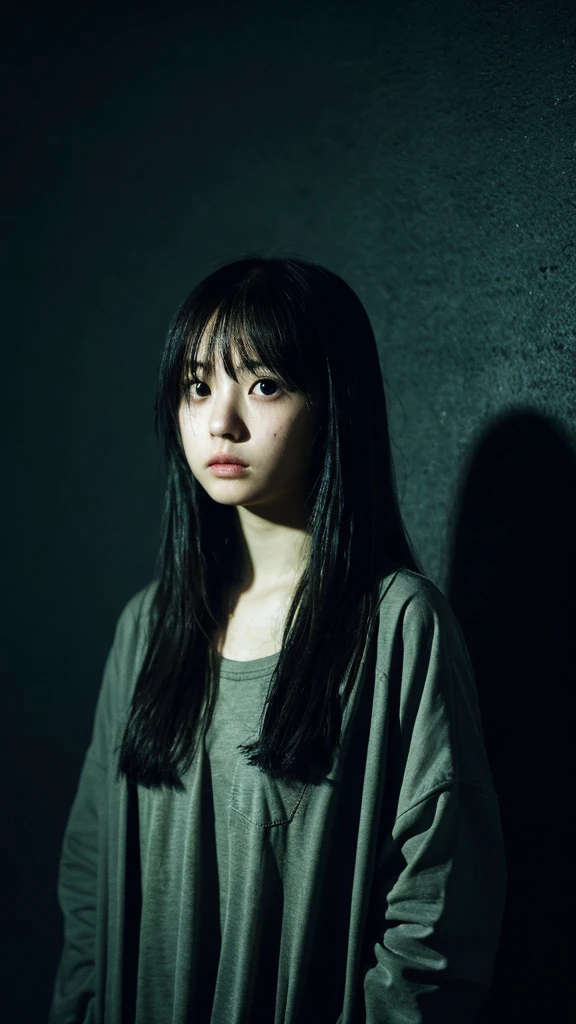 Highest quality、8k、young woman、Dark Room、Gloomy face