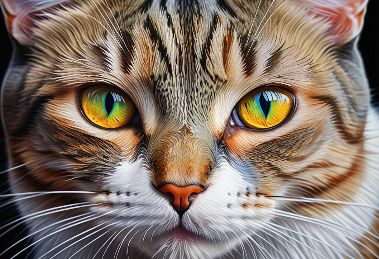 painting of a Cat with a colorful face and eyes, Cat. Digital Painting, 4k Very detailed Digital Art, Digital Painting Very detailed, Beautiful Art UHD 4K, Very detailed Digital Painting, Very detailed Digital Art, beautiful Digital Artwork, 4k detailed Digital Art, Detailed painting 4k, Very detailed Digital Artwork, stunning Digital Painting, Digital Art. Very detailed