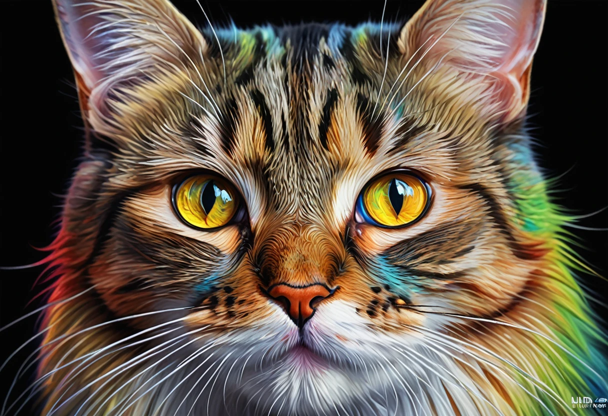 painting of a Cat with a colorful face and eyes, Cat. Digital Painting, 4k Very detailed Digital Art, Digital Painting Very detailed, Beautiful Art UHD 4K, Very detailed Digital Painting, Very detailed Digital Art, beautiful Digital Artwork, 4k detailed Digital Art, Detailed painting 4k, Very detailed Digital Artwork, stunning Digital Painting, Digital Art. Very detailed