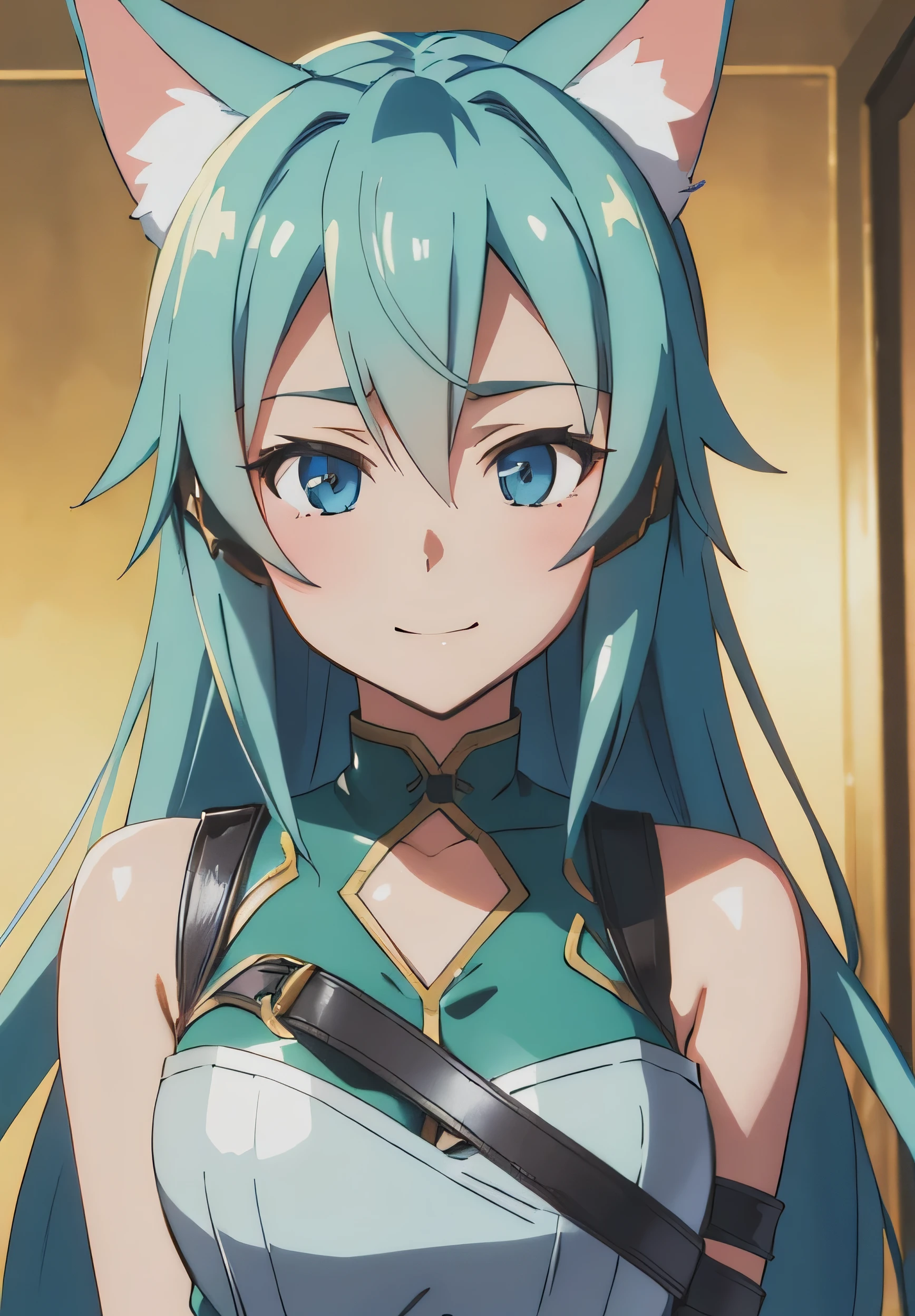 Sinon-ALO, portrait, smirk, (seductive, alluring, charming:1.3), beautiful, (highly detailed, high quality:1.3)