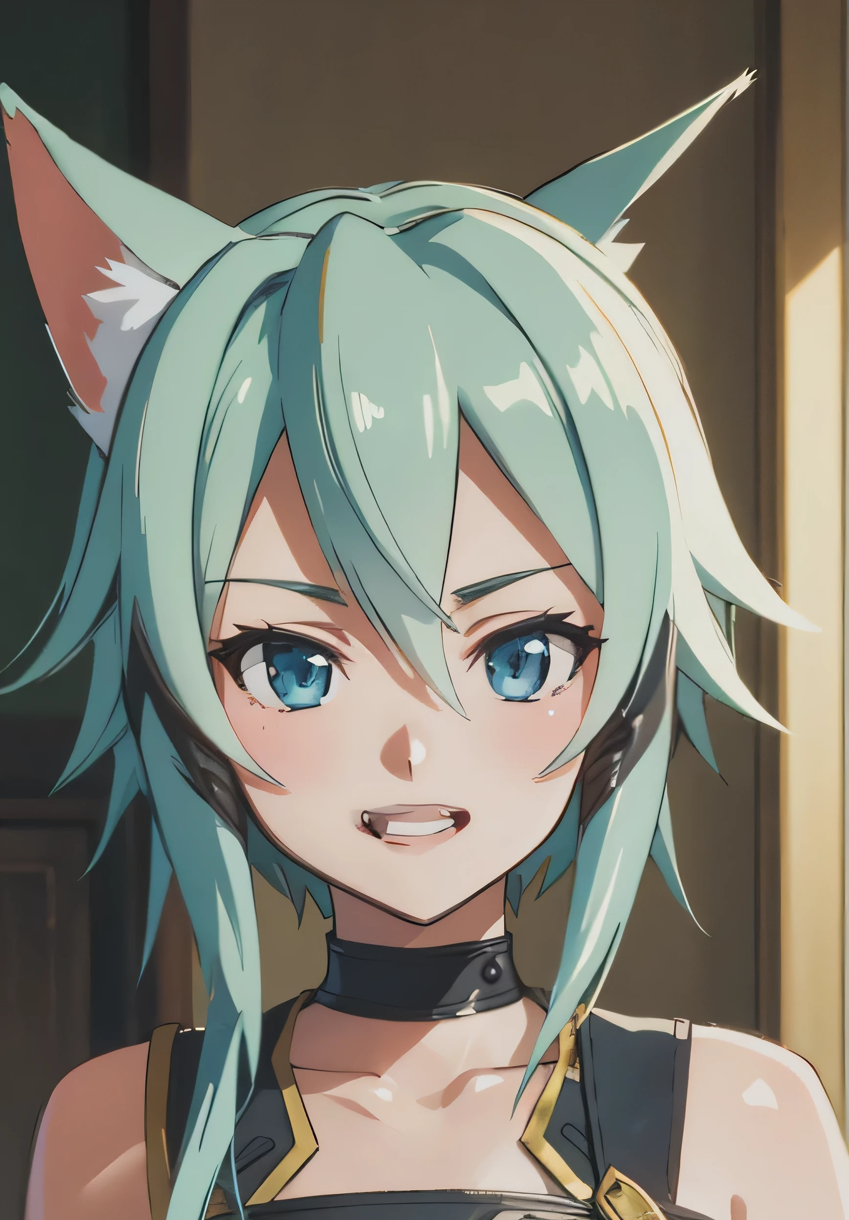 Sinon-ALO, portrait, smirk, (seductive, alluring, charming:1.3), beautiful, (highly detailed, high quality:1.3)