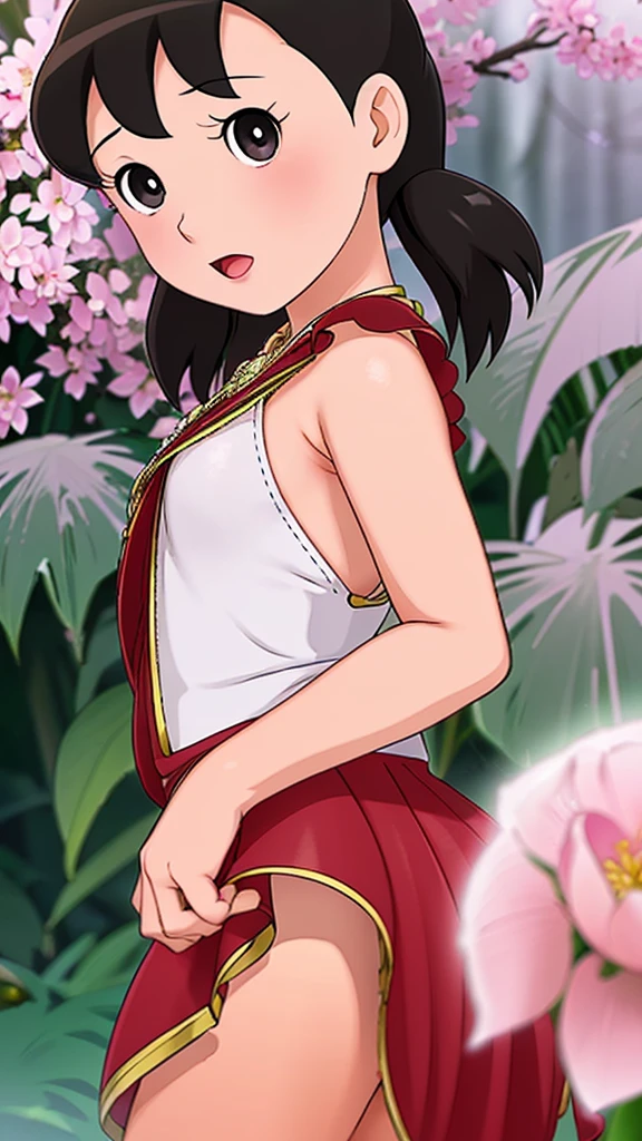 1female，，MILF，plumw，extremely large bosom， solo，（Background with：ponds，Cherry blossom forest，lotus flower）She has long hair，seen from the front，， mostly cloudy sky，（（（tmasterpiece），（Very detailed CG unity 8K wallpaper），best qualtiy，cinmatic lighting，detailed back ground，beatiful detailed eyes，Bright pupils，Black eyes，Snow-whiteskin，Redlip（Very fine and beautiful），（Beautiful and detailed eye description），ultra - detailed，tmasterpiece，））facing at camera，A high resolution，ultra - detailed）