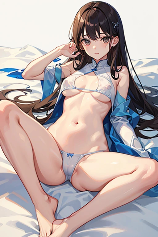 （（（Highest品質、First class work、Normal body、8K、Detailed face、Ultra-precision、Normal hand、通常のrefer to、５refer to、Highest）））,Underboob Top,Too much exposure,Beautiful adult woman、Estrus、Brown Hair、Long Hair、The most beautiful face、Beautiful Skin、Big eyes、Cute eyes、Droopy eyes、Brown eyes、Thin lips、Glossy Lips、light makeup、Fine hand、美しいrefer to、Beautiful body lines、Sexy Body、Long and beautiful legs、Looking into the camera、whole body、whole bodyが見える様に描いてください.、あなたのwhole bodyをもっと見たい、Drawing from head to toe、Spread your legs wide、Lying on one&#39;s back on a bed,lure,Extreme Sexy Poses、Front view、Professional Lighting、