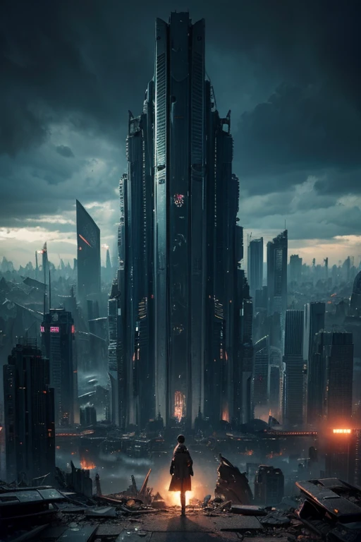 Highest quality、A ruined futuristic city、dim、Surrealism