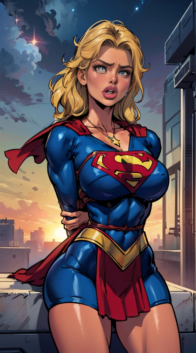 ((SUPERGIRL is on a spaceship in outer space)), (Supergirl is wearing high jump stiletto) ((SUPERGIRL IS WEARING A HEAD HARNESS WITH BALL GAG)), ((SUPERHEROINE SUPERGIRL, Weak position, tiptoes)), (SUPERGIRL is sweaty all over her body), (Supergirl is crying a lot). ((SUPERGIRL tem cabelo dourado, ela tem cabelo longo)), ((SUPERGIRL is wearing a Fishnet garter belt)), ((SUPERGIRL is wearing a thick metal necklace around her neck )), (Your clothes are immoral, your clothes are indecent, your clothes are tight), ((Shibari, arms behind back:1.4)), ((hands on back)), ((rope restraint)), ((Inescapable restraint with ropes)), (obra-prima, melhor qualidade) 1.5, 1girl, sozinho, (sexy, mulher bonita, rosto perfeito, olhos perfeitos) corpo inteiro, ((High Definition Face)), (((SUPERGIRL is old and fat, ela usa calcinha vermelha rendada, ela esta babando, Tears stream from your face))).