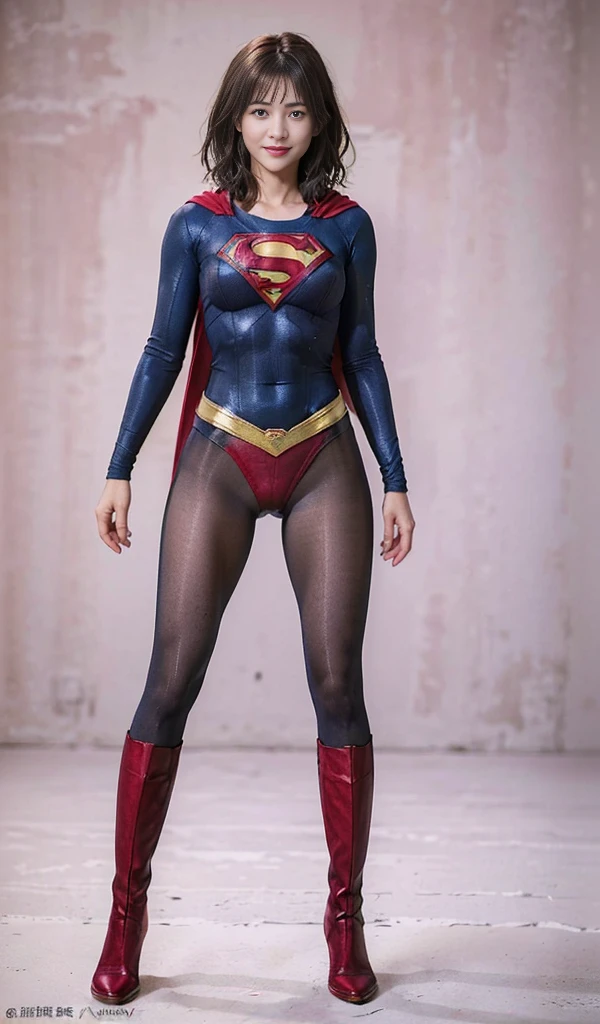 No background、(((Sweating profusely))).(((Beautiful legs in black tights.)))、(((Legally express the beauty of your smile)))、((((Make the most of your original images)))、(((体にぴったりフィットするSupergirl Costume)))、(((Supergirl Costume)))、(((short and beautiful hair)))、(((suffering)))、(((Please wear black tights....、Wear red boots)))、((Best image quality、8K))、((Highest quality、8K、masterpiece:1.3))、(((Preserve background )))、Sharp focus:1.2、Beautiful woman with perfect figure:1.4、Slim Abs:1.2、Wet body:1.5、Highly detailed face and skin texture、8K