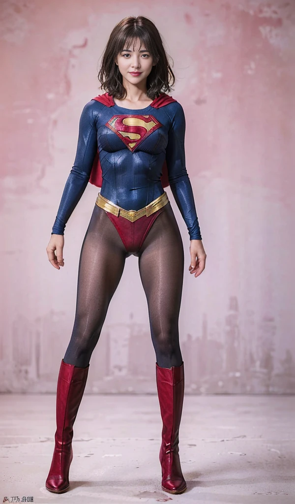 No background、(((Sweating profusely))).(((Beautiful legs in black tights.)))、(((Legally express the beauty of your smile)))、((((Make the most of your original images)))、(((体にぴったりフィットするSupergirl Costume)))、(((Supergirl Costume)))、(((short and beautiful hair)))、(((suffering)))、(((Please wear black tights....、Wear red boots)))、((Best image quality、8K))、((Highest quality、8K、masterpiece:1.3))、(((Preserve background )))、Sharp focus:1.2、Beautiful woman with perfect figure:1.4、Slim Abs:1.2、Wet body:1.5、Highly detailed face and skin texture、8K