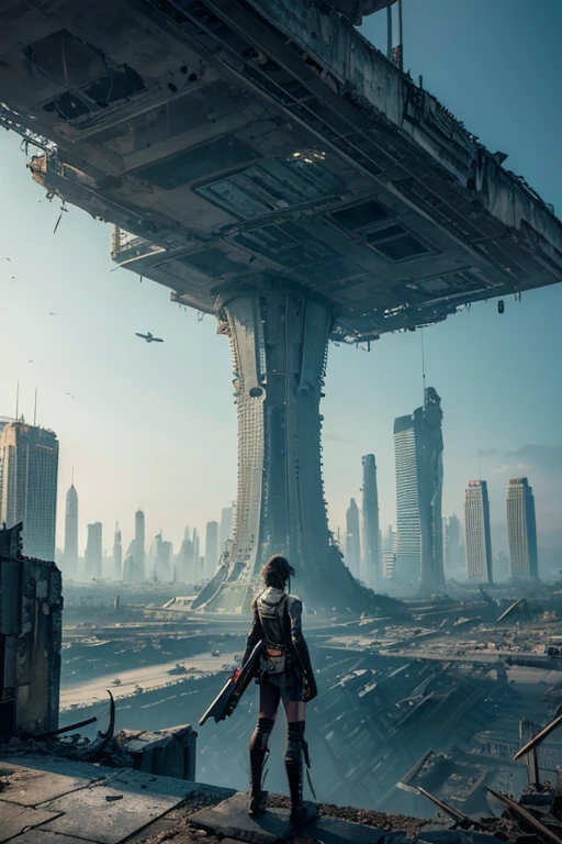 Highest quality、A ruined futuristic city、dim、Surrealism