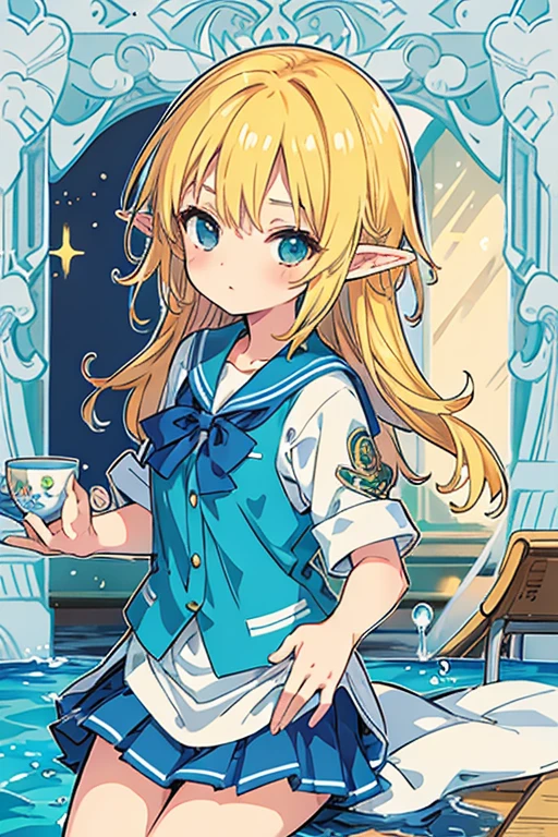 masterpiece, Highest quality, One girl, View your viewers, one piece,, Nami OP, , School, School desk,, alone,  、Elf、10 years old、uniform、sake、Sex