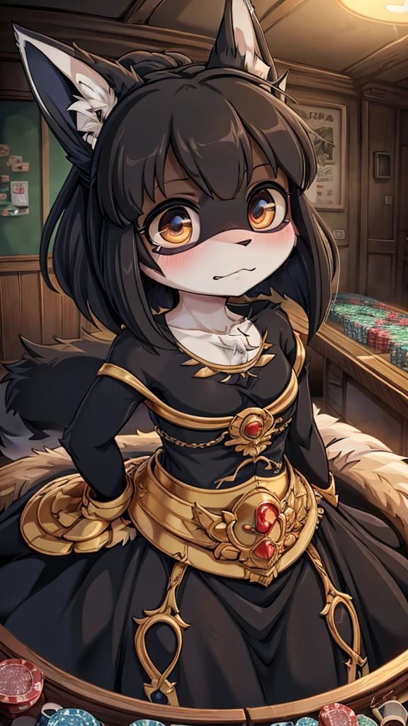 Close-up above the waist，Half side，Poker face狼女孩，Personification狼女孩，Female wolves，Personification，furry，hairy，fuzzy，Body hair，short hair，Dark Skin，Dark Skin，Dark Skin，Dark Skin，Noble clothing，Dress，Dress，晚Dress，grace，Poker face，Poker face，Poker face ，Black hair，全身灰Black hair，Dark Skin，Dark skin，Black hair，Ponytail，Long hair，Poker face，贵族Dress，big ear，Wolf Ear Girl，Wolf Tail，cute，Poker face，Cold three no girl，Poker face，****，grace，Slender figure，Girl-like wolf girl，flat chest，Light and Shadow，indoor背景，indoor，cute，Poker face，cool girl，poker face，Princess dress