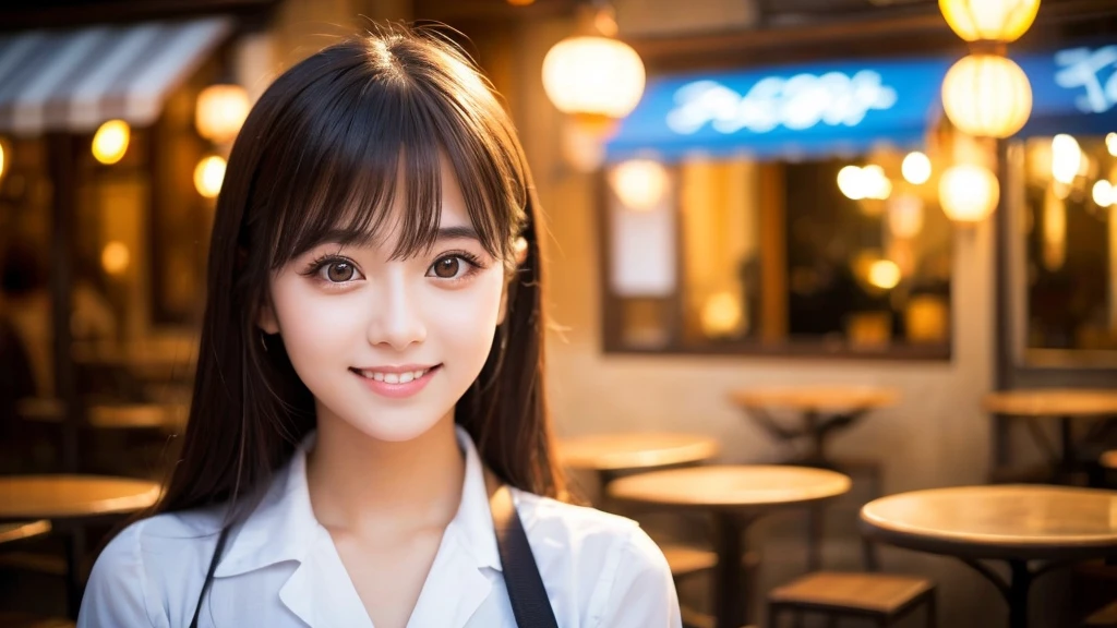 Cute girl working at a cafe terrace Japanese 19age
Professional Lighting Digital SLR Beautiful and elaborate face Perfect and beautiful face Big eyes Smile