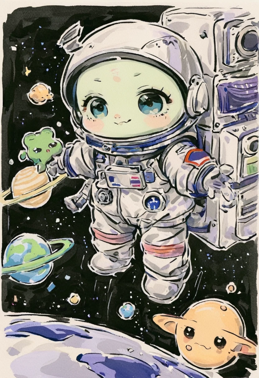 Astronauts meet aliens、Bad and cute art