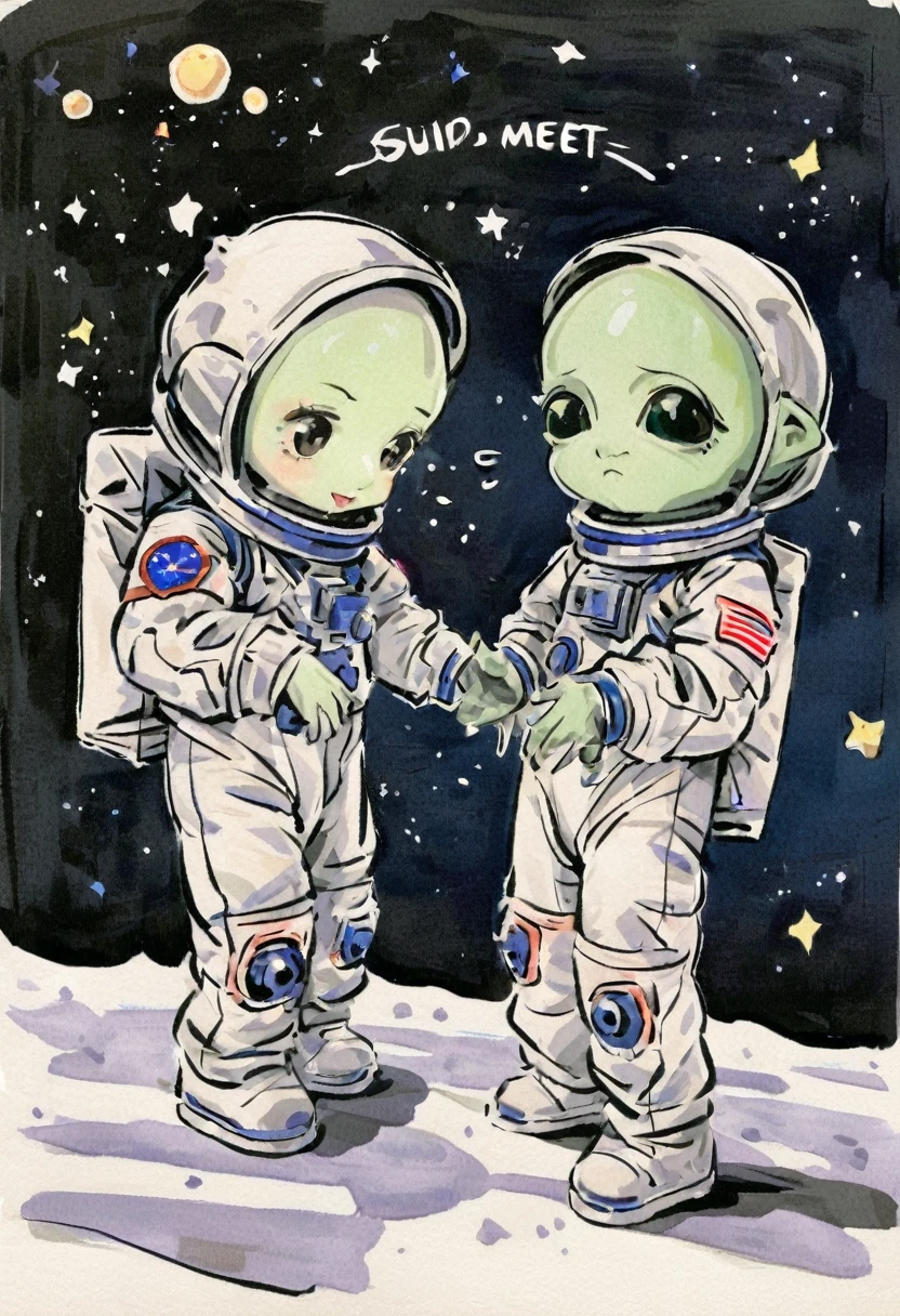 Astronauts meet aliens、Bad and cute art