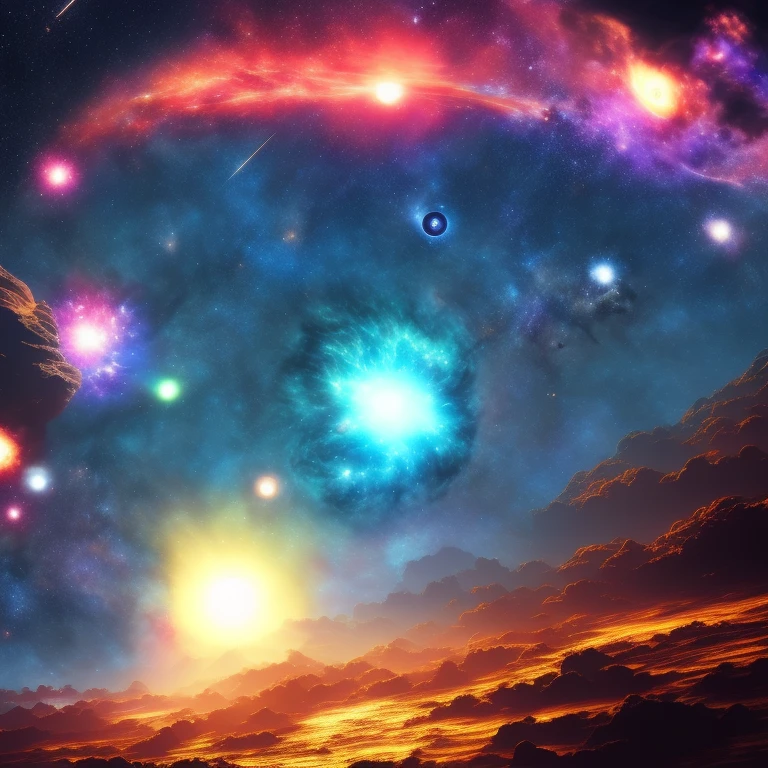 ５Stars、３５Planets、Each star５They are rotating one by one.、View from outer space、 Space Sky, Cosmic and colorful, Cosmos Sky, Cosmos Sky, Colorful Sky, Colorful night sky, Background artwork, Awesome Wallpapers, Colors of the universe, Fantasy Space, Colorful nebula, cosmic starry sky, Planet in the sky, luminous starry sky,