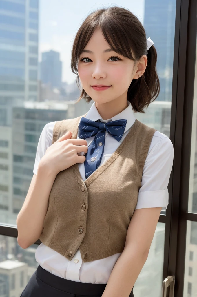 (masterpiece:1.2, highest quality), (realistic, photorealistic:1.4), beautiful illustrations, (natural side lighting, movie lighting), Depth of written boundary,
looking at the viewer, Front view, 1 girl, English, high school girl, 20 years old, perfect face, Cute symmetrical face, shiny skin, open legs,
(bob hair:1.7,blonde), asymmetrical bangs, Big eyes, droopy eyes, long eyelashes chest), thin,
beautiful hair, beautiful face, fine and beautiful eyes, beautiful clavicle, beautiful body, beautiful breasts, beautiful thighs, beautiful feet, beautiful fingers,
((fine fabric texture, brown knit vest, short sleeve white collar shirt, navy pleated skirt, Navy bow tie)),
(beautiful scenery), evening, (Inside the flower shop), Are standing, (smile, Upper grade, open your mouth), (((skirt lift, panties, genitals visible))), full body shot, dark blue socks, sexy face, inverted nipples, vibrater