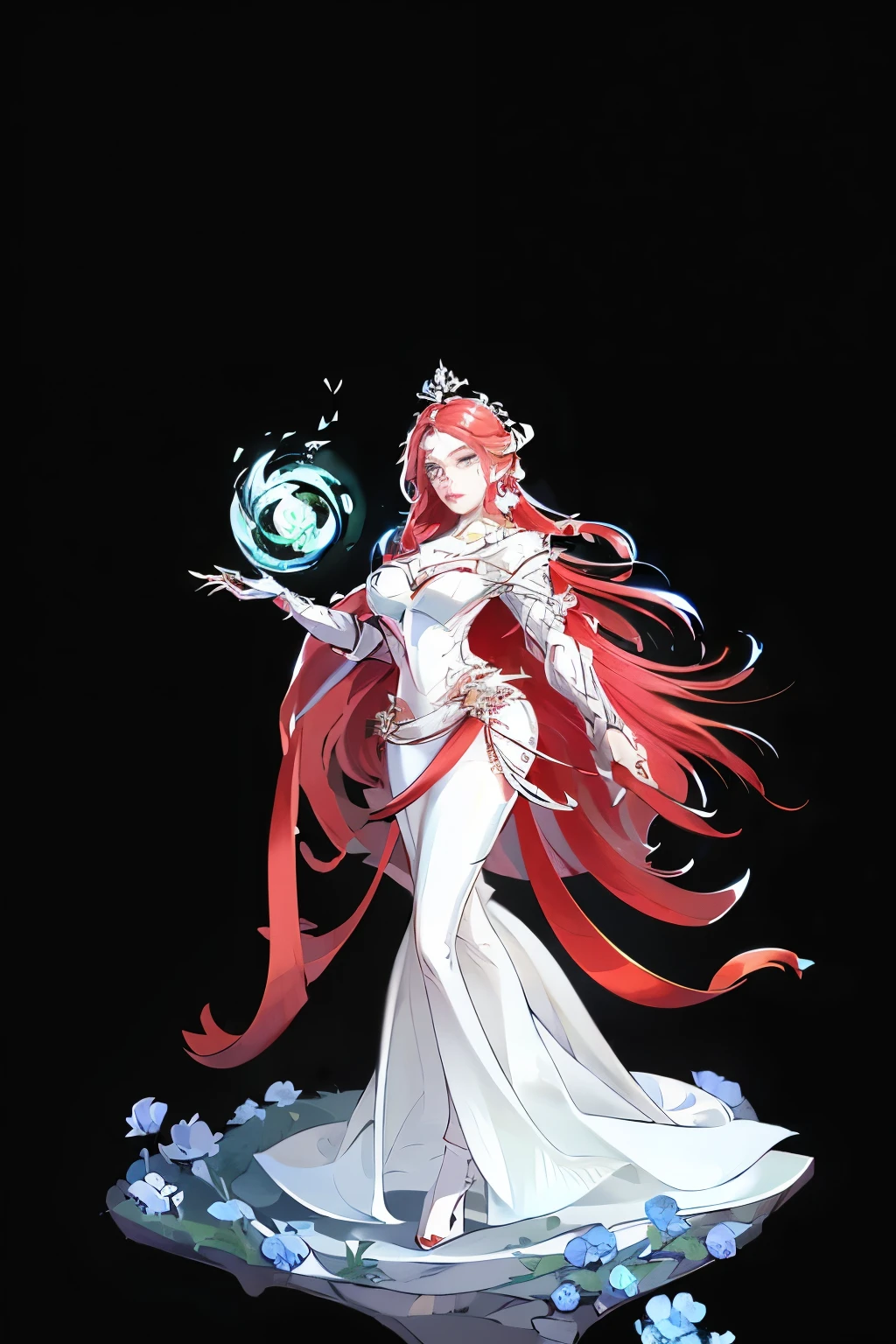 1 beautiful woman，Mage，Gorgeous long dress，Standing full body，Solitary，Clear facial features，Clean lines design，Transparent Background，(masterpiece，Top quantity，best quality，Ultra-high resolution，Clear facial features，beautiful eyes，Pretty Face)，raise your hand
