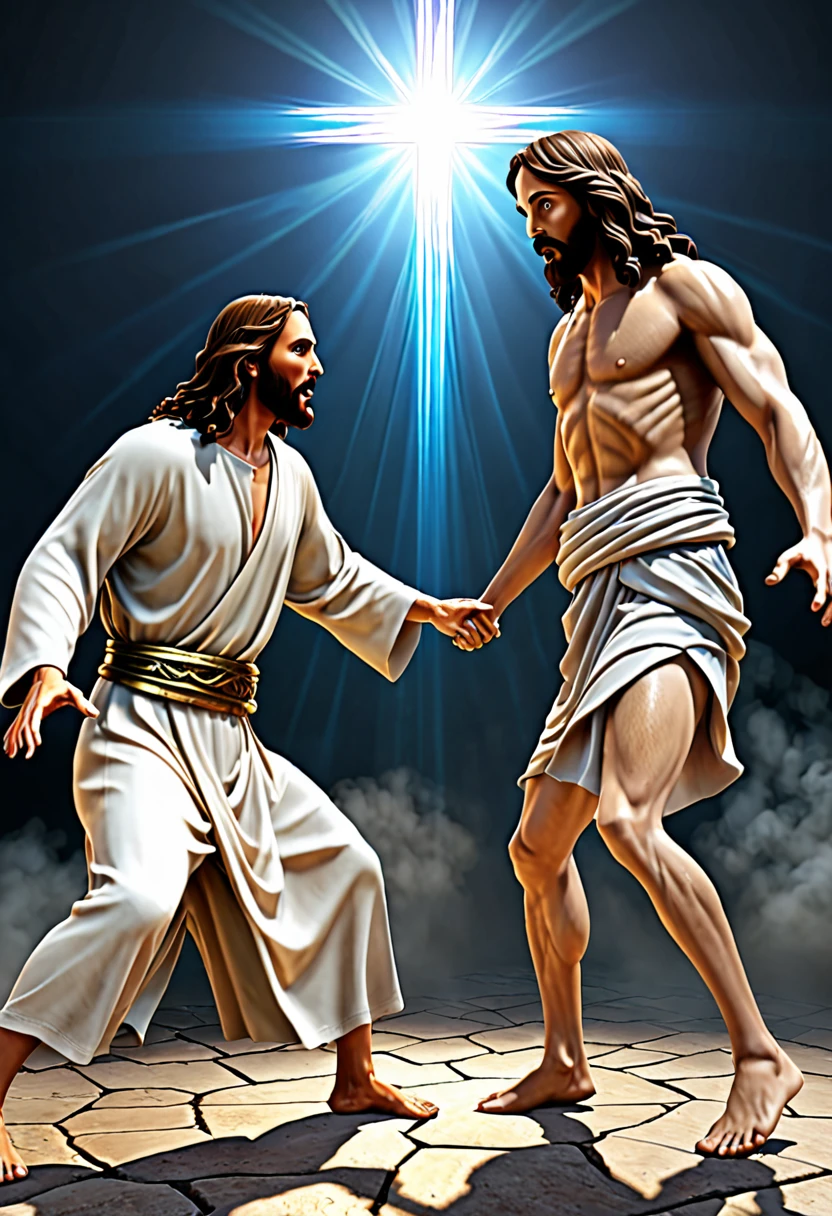 Jesus vs devil realistic 3d