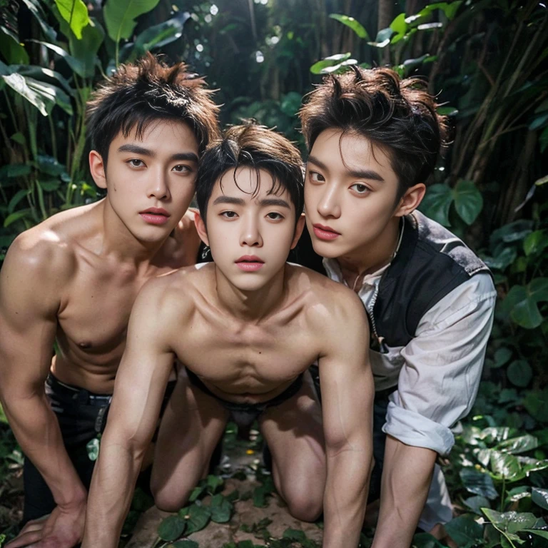 (((1 male kpop idol and a group of men - a young adult male explorer with messy brown hair and tight erotic expedition jungle outfit is exploring the jungle when he comes across a group of ugly fat bastards men who are also exploring the jungle and they fuck him))), ((gangbang)), ((( atttractive male kpop idol x group of ugly bastards elderly fat hairy men gangbang))), ((on all fours)), (jungle setting), ((indiana jones yaoi inspired)), (surrounded by fat cocks and testicles)