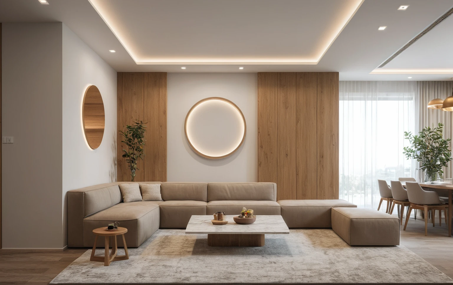 Interior Design, (modern interior space), (modern furniture design), (space that realistically describes the modern interior of a townhouse), (soft warm led light), (circle spotlight), (indoor), (neutral white tone color), (white wall), (An Cuong Wooden Furniture minimalist Style), (An Cuong wood with MDF surface glued with melamine coating), (architectural design visualization), (reflection), (focus on object), (material normal bump real reflection), (multi-level reflection), (chao vantage software visualization render),(((Best Quality))), ((Masterpiece)), ((best illustration)), ((best shadows)), (( Super Detail)), (Intricate lines), (Photorealism),(hyper detail), ((archdaily)), ((award winning design)), (dynamic light), ((spotlight)), (perfect light), ( shimering light), ((photorealistic)), ((intricate detail)), ((extreme detail)), ((crazy detail)), ((octane render)), ((trending on artstation)), ((High- fidelity)), ((Viwvid)), ((Crisp)), ((Bright)), ((Stunning)), ((Eye-catching)), ((High-quality)),((Sharp)), ((day sun environment)), ((Illuminating)), ((Flawless)), ((High-quality)),((Sharp edge render)), ((medium soft lighting)), ((photographic render)) , ((detailed archviz)), ((reality environment))