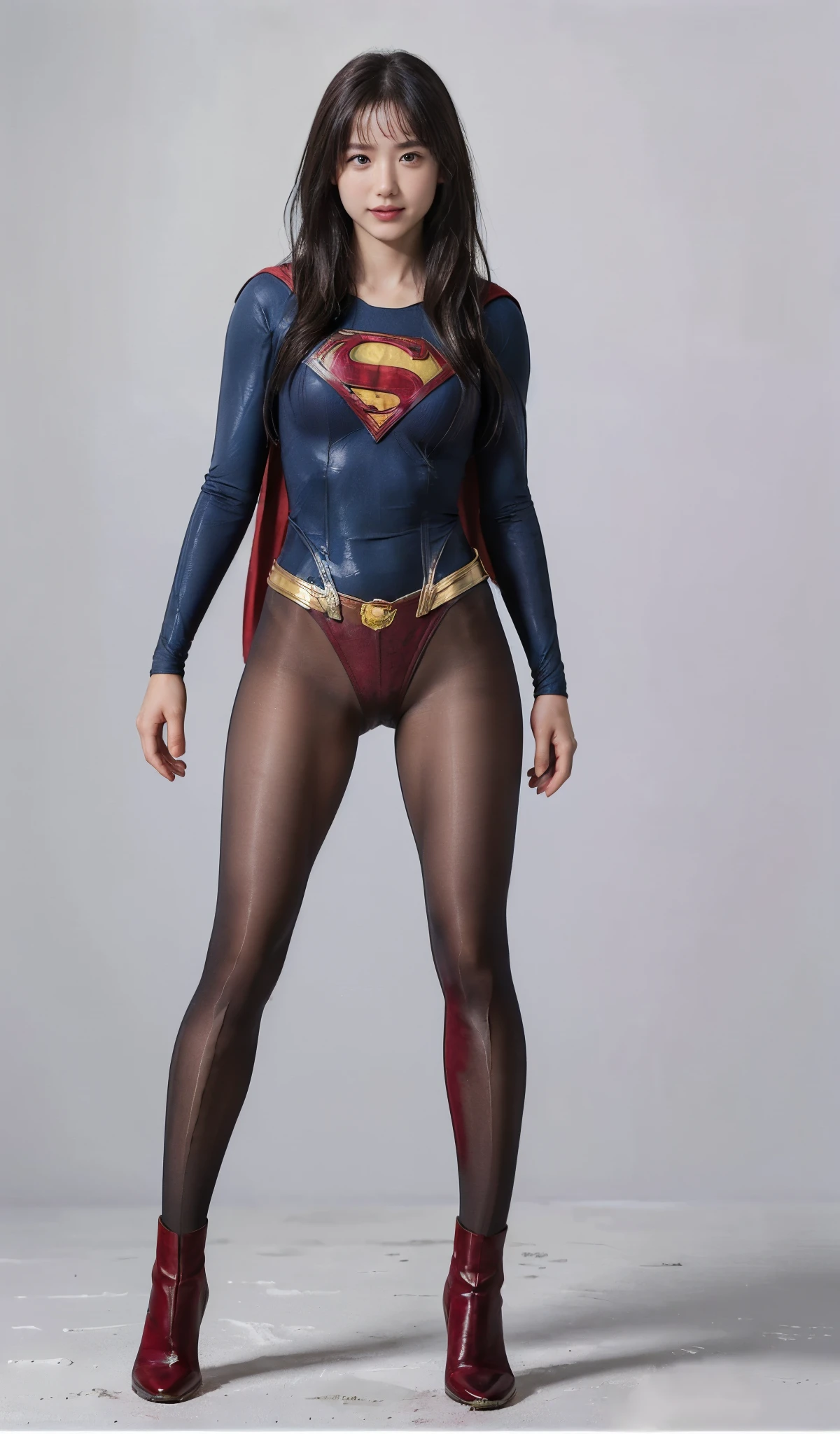 No background、(((Sweating profusely))).(((Beautiful legs in black tights.)))、(((Legally express the beauty of your smile)))、((((Make the most of your original images)))、(((体にぴったりフィットするSupergirl Costume)))、(((Supergirl Costume)))、(((short and beautiful hair)))、(((suffering)))、(((Please wear black tights....、Wear red boots)))、((Best image quality、8K))、((Highest quality、8K、masterpiece:1.3))、(((Preserve background )))、Sharp focus:1.2、Beautiful woman with perfect figure:1.4、Slim Abs:1.2、Wet body:1.5、Highly detailed face and skin texture、8K
