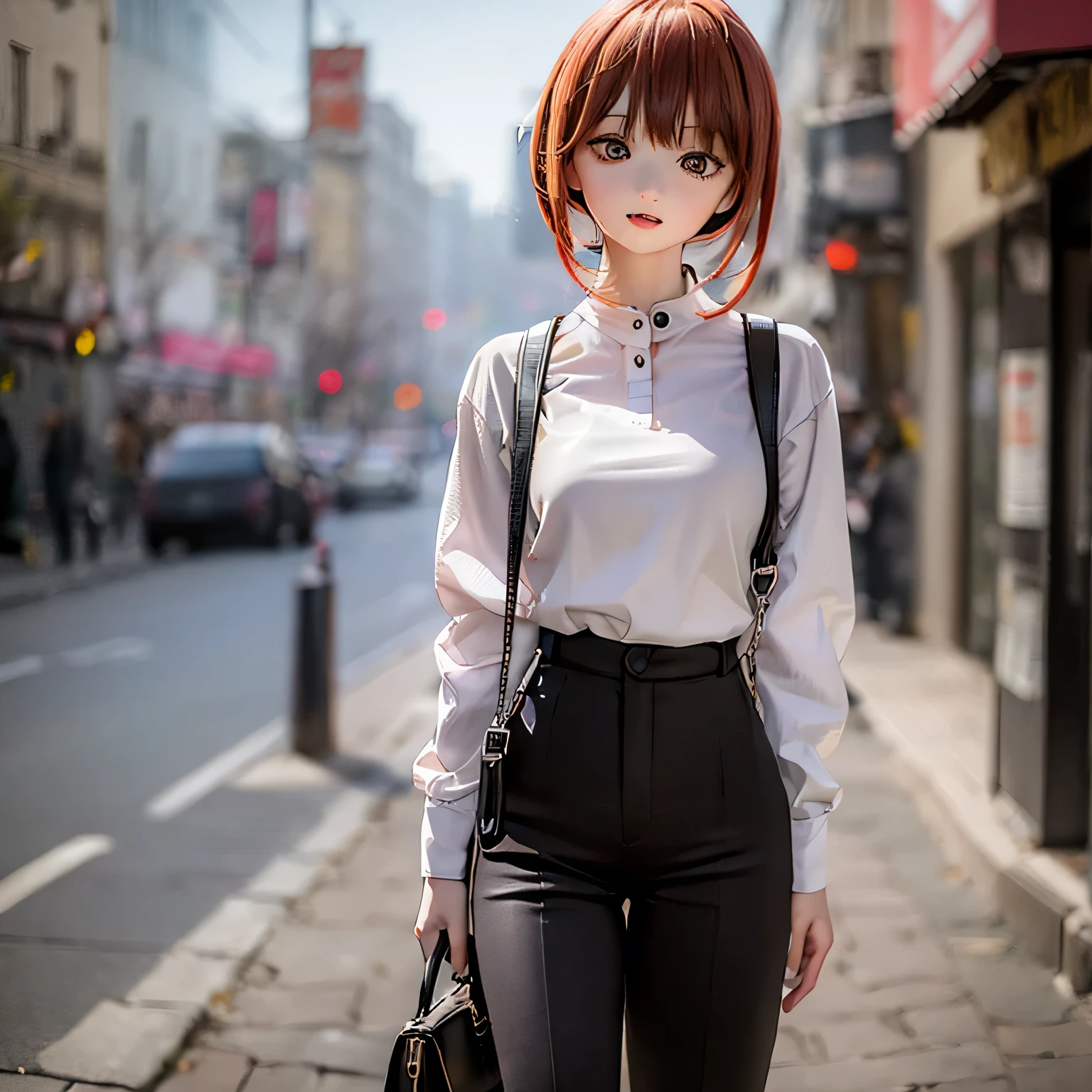 Makina Chainsaw Man White blouse Black slacks