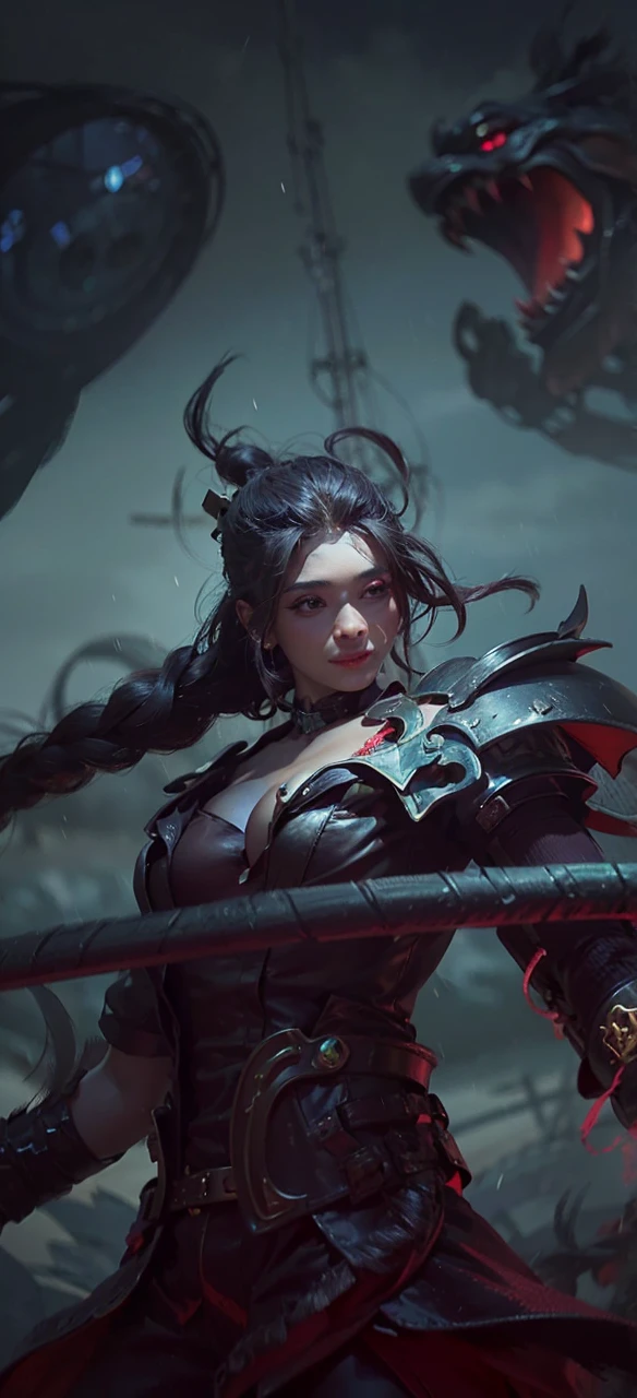 a close up of a woman wearing a red hood like a ruby ​​wearing a patch over one eye, shadowbringers cinematic, 4 k detail fantasy, a beautiful fantasy empress, game cg, xianxia fantasy, xianxia hero, 2. 5 d cgi anime fantasy artwork, cinematic goddess close shot, ruan jia and artgerm, wow 4 k detail fantasy, hyperdetailed fantasy character, (8k, RAW photo, photorealistic:1.25) ,( lipgloss, eyelashes, glosace, glossy skin, best quality, ultra highres, depth of field, chromatic aberration, caustics, Broad lighting, natural shading,) looking at viewer with a serene and goddess-like happiness, smile.