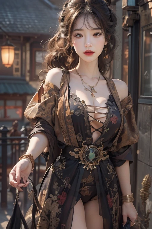 Masterpiece, perfect details, steampunk girl,solo, perfect body, steampunk survival outfit, perfect breast,, survival, steampunk apocalyptic world