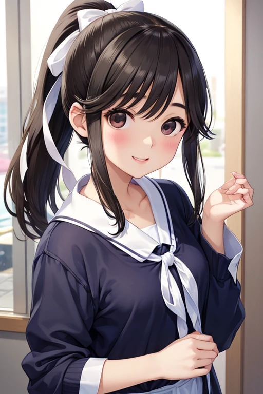 Gaoling loves flowers、Shiny brown hair, Long Hair、Ponytail with ribbon, Beautiful brown eyes、smile、Sparkling eyes, (Fine grain)、Ultra-detailed eyes、Very detailedな顔, Very detailedな目,

masterpiece,Highest quality,High resolution,Very detailed,masterpiece, Highest quality, High resolution, 

Flying debris、Highest quality、shape、Very detailedな、The finer details、High resolution、8K デンデ wallpaper、完璧なダイナミックな構shape、Fine and beautiful eyes、
Winter casual wear、Natural color lip、Bold sexy pose、はにかんだsmile、Harajuku Style、20-year-old girl、Cute type、sexy shot looking at camera、