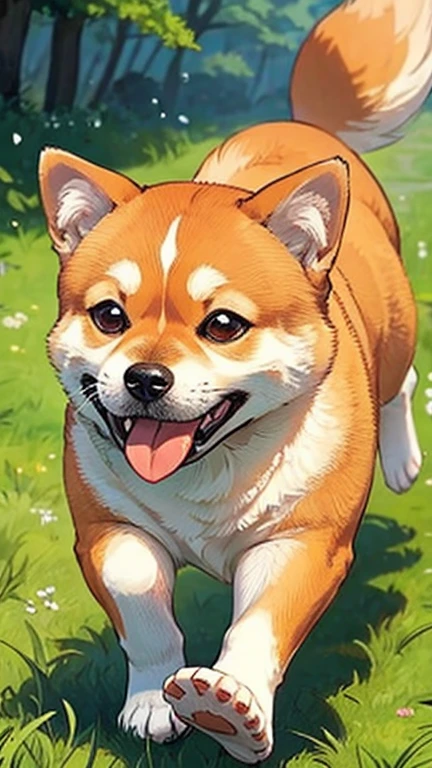 smile、Running through the forest、puppy、for example（Shiba Inu、Chihuahua）、Stick your tongue out and cheer up