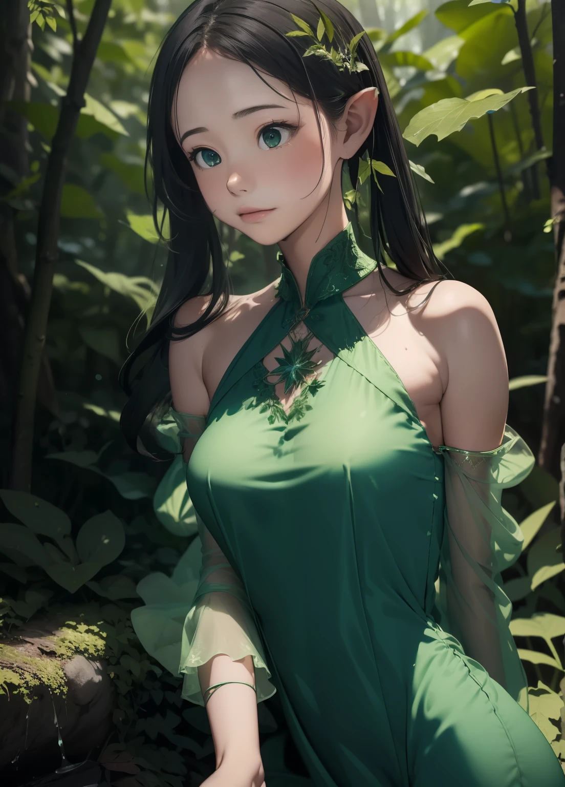 arafed woman in a green dress posing for a picture, smooth 3d cg render, highly detailed character, 8 k sensual lighting, photorealistic perfect body, highly detailed soft lighting, natural realistic render, semi - realistic render, cinematic goddess body shot, realistic soft lighting, 3 d render character art 8 k, deviantart artstation cgscosiety
