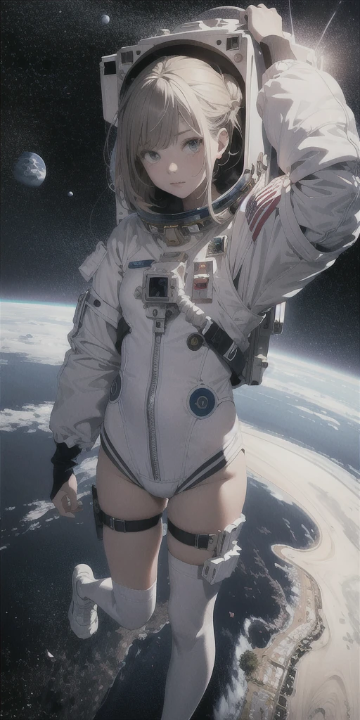 Masterpiece，The best qualities，Very high resolution，8K，((Portrait))，((Head close-up))，Original photo，real photo，Digital Photography， (Cyberpunk-style female cops of the future world)，(Fighting girl)，22-year-old girl，(A hairstyle of random color)，An eye rich in detail，((Lachrymal nevus))，lip gloss，(Elegant and charming，Indifferent and noble)，(Future combat clothing full of mechanical style，A garment that combines the characteristics of a police uniform，A fancy badge，An intricate pattern of clothing，Glittering jewels，Joint Armor，Metallic luster)，Cyberpunk Characters，Future Style， Photo poses，Street background，Movie lights，Ray tracing，Game CG，((3D Unreal Engine))，oc rendering reflection texture, (astronaut:1.5)