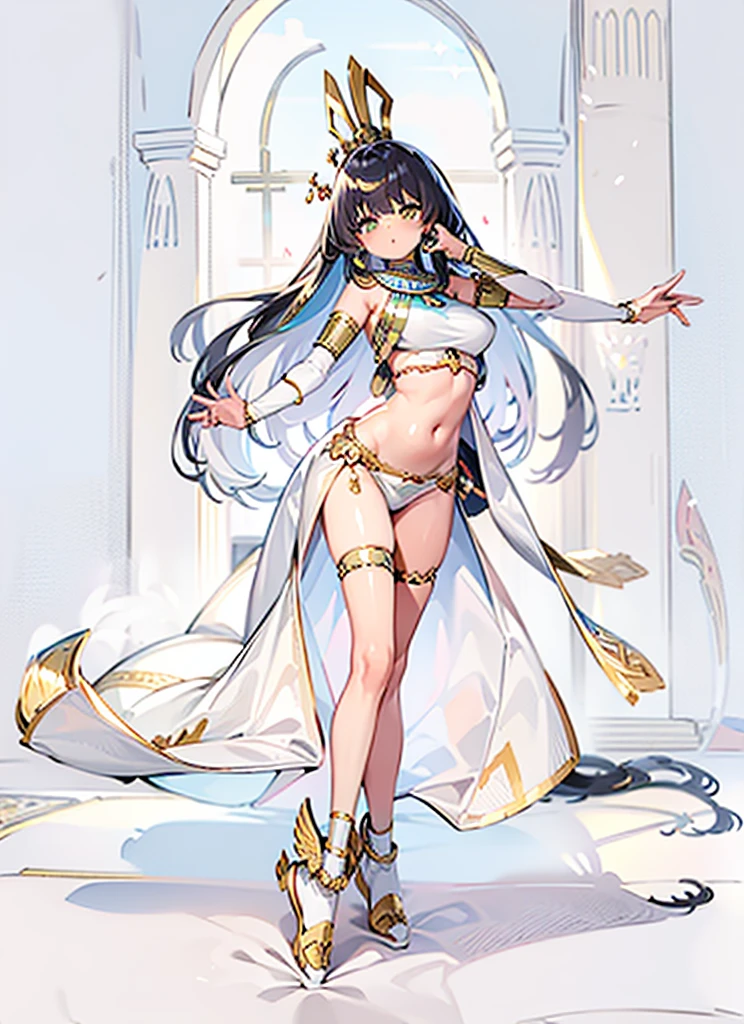 Sexy，beauty，charm，Half naked，enchanting，Graceful，Graceful，Charm，Egyptian style，Queen of Beauty，Girl，flat chest，White，Light gauze clothing