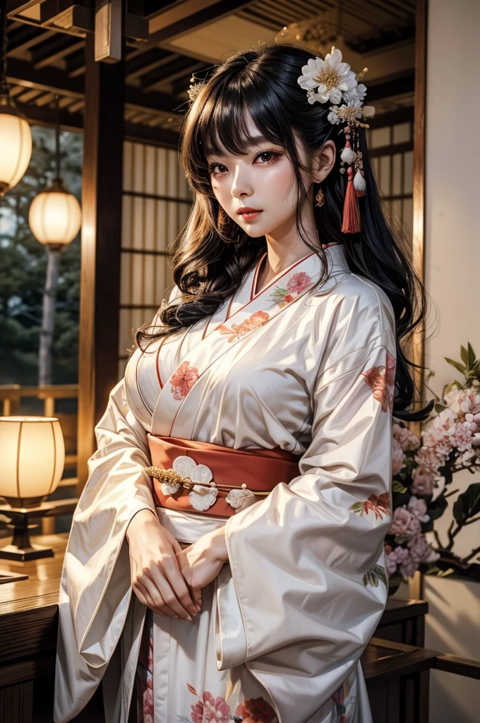 traditional Japanese kimono、Chrysanthemum、with floral pattern(RAW shooting)、(hyper realstic、Top image quality)、8k、(realisitic、photoRealstic:1.3)、masterpiece、超A high resolution、Stunning big、((Beautiful 35 year old Japan:1.3)Crystal clear white skin,Both eyes are closed,sneering,A sexy,Natural soft light、(film grains、FujifilmXT3、8k uhd、Digital SLR、lens)、Hollywood lips、Wide jawline、wide lips、narrow beautiful nose、movie、(Up to 8K resolution for photos、complexly detailed、Convoluted、elegent、Expansiveness、Fantastical)、ultra-detailliert、Insane details、Beautifully color graded、unrealengine、The degree of freedom、Hyper-Resolution、Megapixel、cinematic lightening、Anti-aliasing、FKAA、TXAA、RTX、SSAO、Post-processing、Post Production、tonemapping、CGI、VFX、SFX、Insanely detailed and interesting、Hyper maximalist、hyper realstic、Volumetric、ultra photoreal、ultra -detail、intricate detailes、ultra -detail、fulcolor、Volume Lightning、HDR、reallistic、unrealengine、16K、Foconitide、octan render