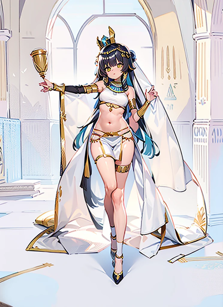 Sexy，beauty，charm，Half naked，enchanting，Graceful，Graceful，Charm，Egyptian style，Queen of Beauty，Girl，flat chest，White，Light gauze clothing