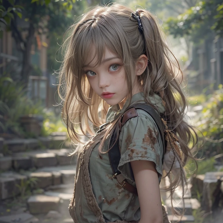 (masterpiece, Highest quality, 1 Girl, alone) In the ruins of the zombie apocalypse, 美しいアメリカの金髪の十代のto be born存者, ( Half Body Shot, There are many freckles on the face, Slim figure, Messy hair with short sides, Hazel green eyes), I&#39;m tired but I won&#39;Resistant, Discover the secret sanctuary village, A ray of hope in a world devastated by despair. Her Journey, Involving risk and loss, Lead her to this hidden haven, A place where safety and the promise of new beginnings await... Surrounded by the revival of nature, The sanctuary stands as a lush oasis in the middle of a desolate landscape.., Its very existence is a testament to the resilience and tenacity of humankind.. When she crossed the line, Her relief is palpable.., Her face is、Even in the darkest times, Hope can find its way to prosperity. This moment、It captures the essence of hope in the face of adversity.。, to be bornき残るための戦いにおいて, The human spirit is indomitable, 16K, Ultra-high resolution.Realistic, Ultra-high resolution, to be born, Sanctuary Village in the background