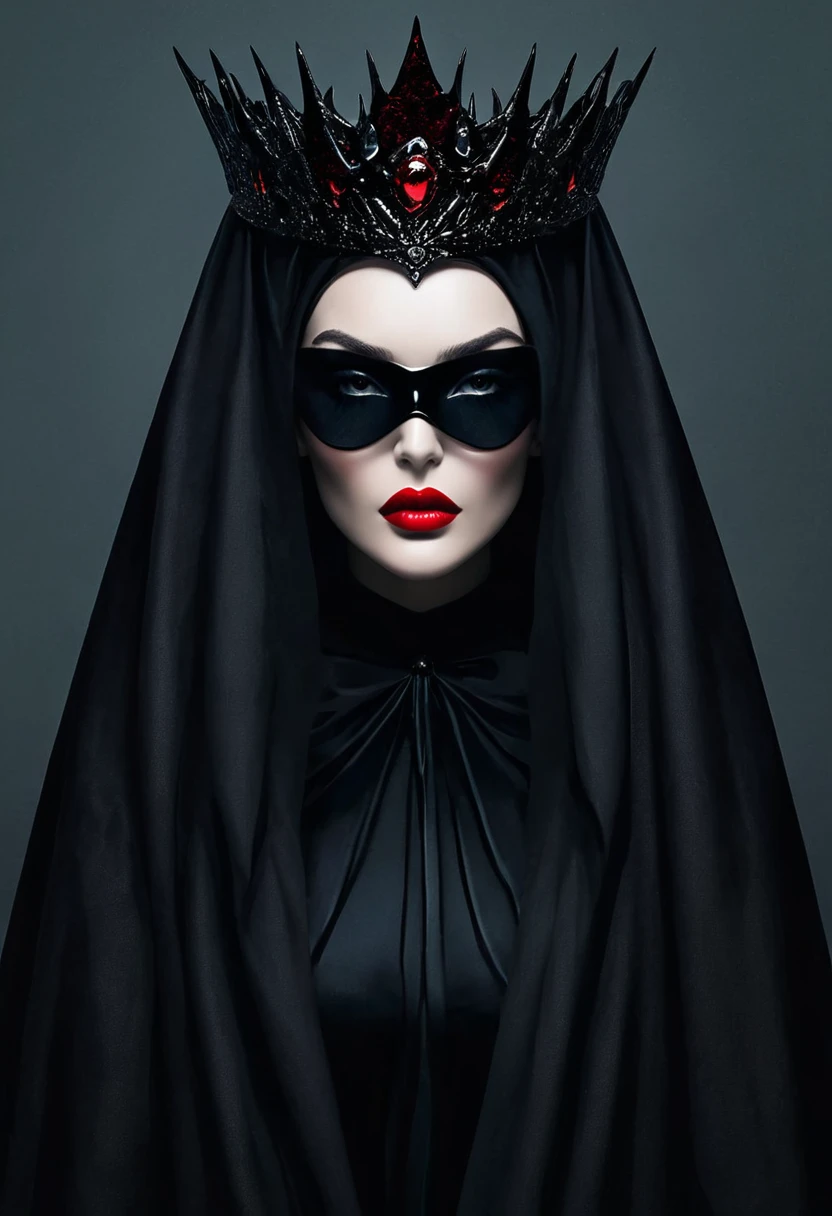 Dark Queen，The cloak covers the eyes，Red lips