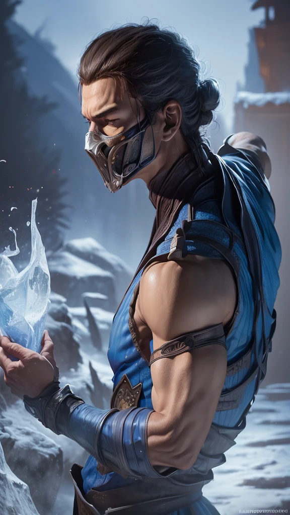 ((Subzero do mortal Kombat, ultra realistic)), (((fully body))), ((perfect hands)), stunning, hyper realistic, octan render, surrounded by the effect of cold air and ice, mortal kombat style, old background, chic, stunning, (wall-paper), conceptual artwork, details Intricate, highy detailed, ((cinemactic)), Dramatic, (extremely high quality, awarded, master part:1.5), (photorrealistic:1.5), fot, Realistic photo, Nikon, naturallight, 4K, highes definition, xf iq4, 150MP, 50 millimeters, ISO 1000 Certification, 1/250 Years, naturallight, Adobe Lightroom, photolab, Photographic Affinity, PhotoDirector 365,