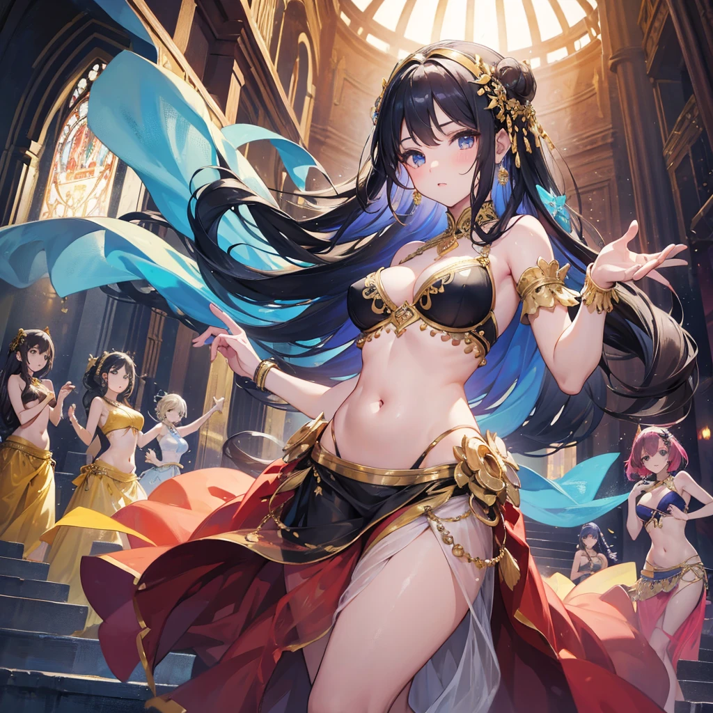 dancer, (masterpiece:1.2), best quality, high quality, Highres, (hyper detailed), 3girls,