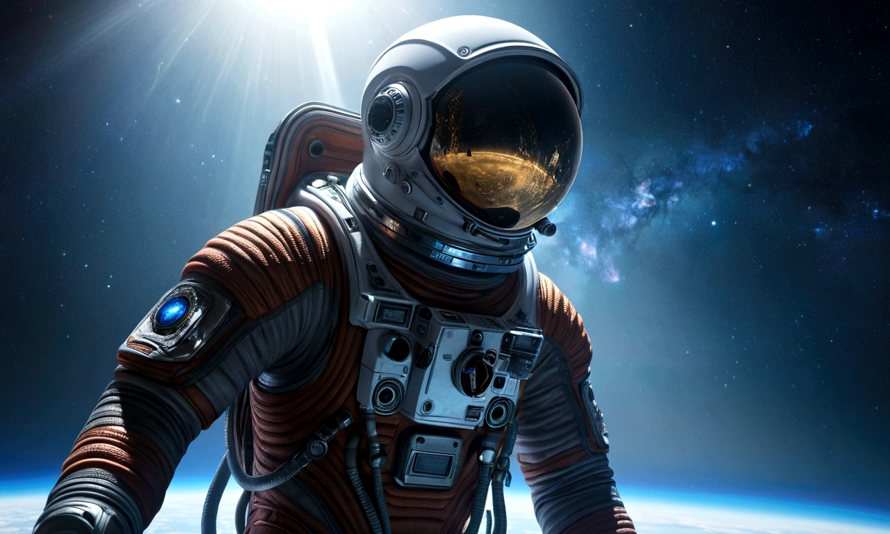 a highly detailed astronaut and alien diving into the vastness of space, incredible space scene, realistic space suit, alien creature with glowing eyes, intricate details on the space suit and alien, dramatic lighting and glowing effects, cinematic composition, 8k, hyperrealistic, award-winning digital art, stunning colors, volumetric fog, realistic physics simulation, epic science fiction landscape