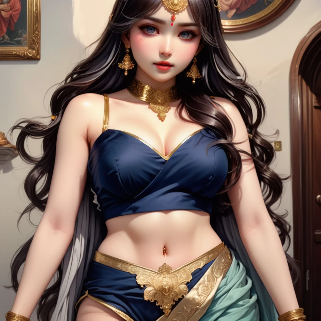 best quality ,masterpiece, illustration, an extremely delicate and beautiful, extremely detailed ,CG ,unity ,8k wallpaper, Amazing, masterpiece,best quality,official art,extremely detailed CG unity 8k wallpaper, absurdres, incredibly absurdres , huge filesize , ultra-detailed, highres, extremely detailed,beautiful detailed brown girl, extremely detailed black eyes and face, beautiful detailed eyes,light on face , wearing saree , looking sexual