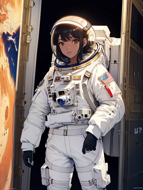 astronaut, (masterpiece), highest quality, 1girl, uhd, retina, masterpiece, ccurate, anatomically correct, textured skin, super detail, high details, high quality, best quality, highres, 4K