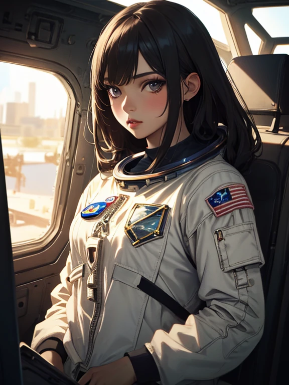 astronaut, (masterpiece), highest quality, 1girl, uhd, retina, masterpiece, ccurate, anatomically correct, textured skin, super detail, high details, high quality, best quality, highres, 4K