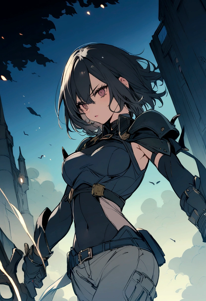 １Girl with cat ears in man、Black Hair、Iris、Black cat tail、Black punk fashion、Floating in the air、(blowing bubble gum)、Skateboard pose、The background is blue sky、Masterpiece、