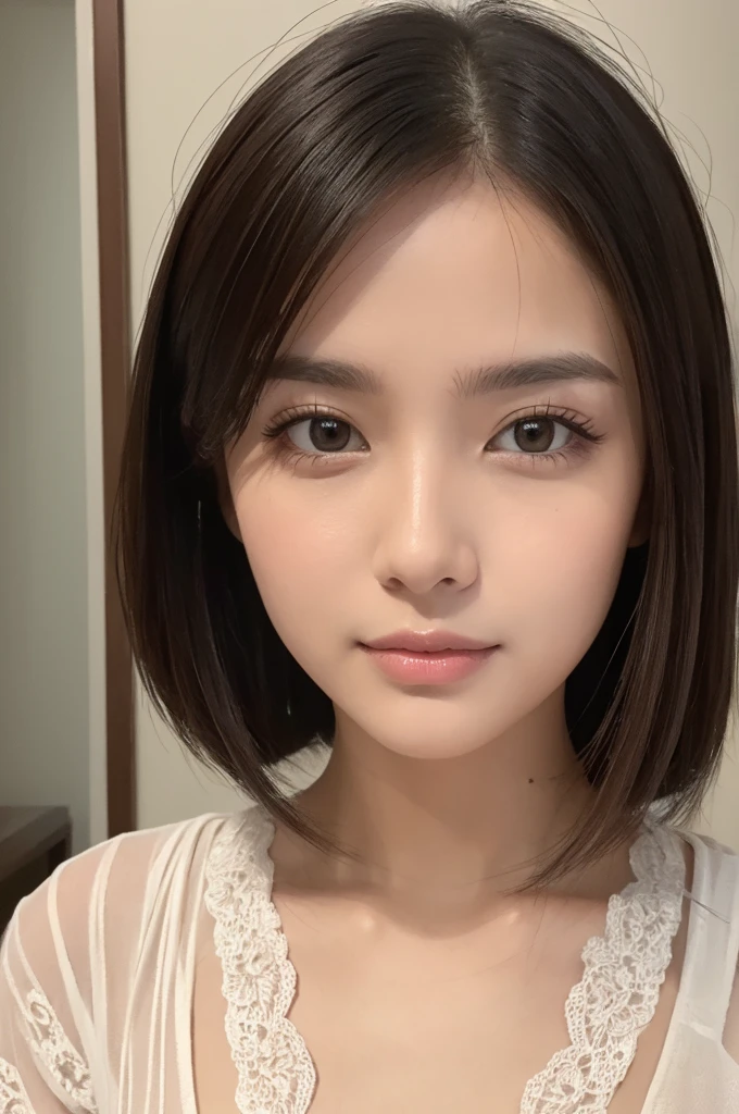 (1 female), 35 years old,beautiful, wonderful face and eyes, Highly detailed beautiful face, (I can see the vagina), (A little plump), (best quality:1.4), (super detailed), (8K wallpaper that integrates extremely detailed CG), RAW photography, professional photography, professional writing, (big :1.6), ((I'm naked:1.5)), (room), Depth of the bounds written,