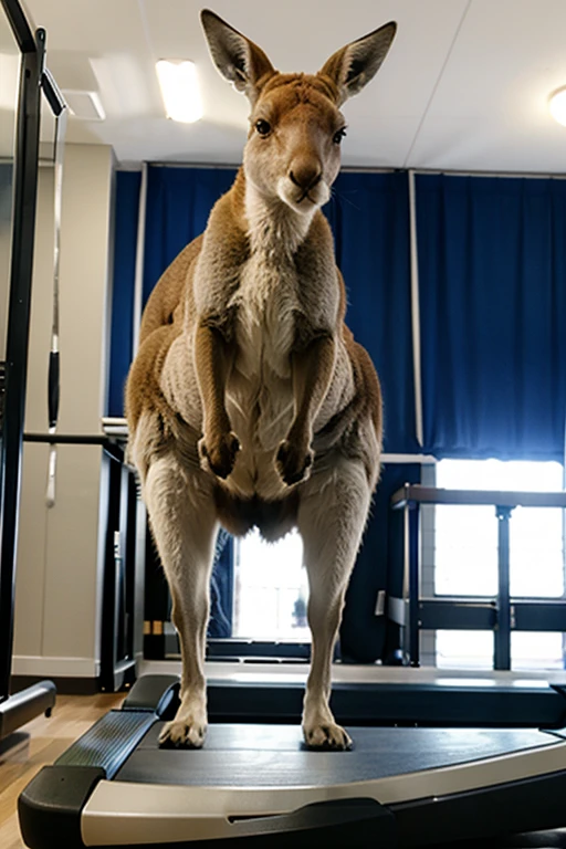 araffe on a treadie with a diaper on it, subject : kangaroo, subject: kangaroo, kangaroo, spy kangaroo, pete davidson walking a kangaroo, trapped on a hedonic treadmill, hedonic treadmill, kangaroos, working out, chasing a kangaroo, australian, a hyper realistic, slightly muscular, mesomorph, in australia